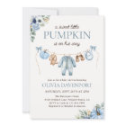 Little Pumpkin Fall Blue Floral Boy Baby Shower