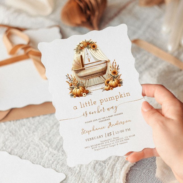  Little Pumpkin Fall Boho Girl Baby Shower  Invitation (Creator Uploaded)