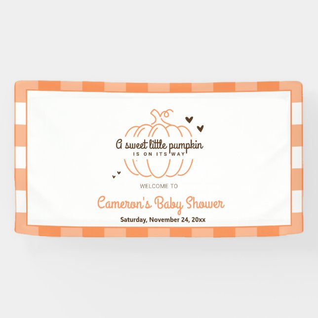 Little Pumpkin Fall Boy Girl Baby Shower Welcome Banner (Horizontal)
