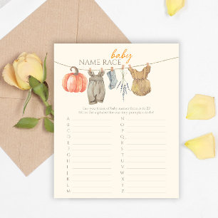 Little Pumpkin Fall Clothes Baby Name Race Game