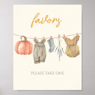 Little Pumpkin Fall Clothes Baby Shower Favors Poster