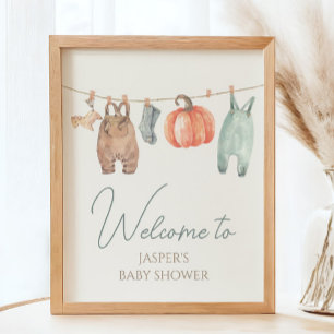 Little Pumpkin Fall Clothes Boy Baby Welcome Sign
