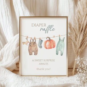 Little Pumpkin Fall Clothes Boy Diaper Raffle Poster