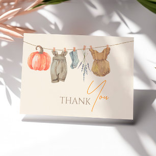 Little Pumpkin Fall Clothes Girl Baby Shower Thank You Card