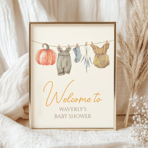 Little Pumpkin Fall Clothes Girl Baby Welcome Sign