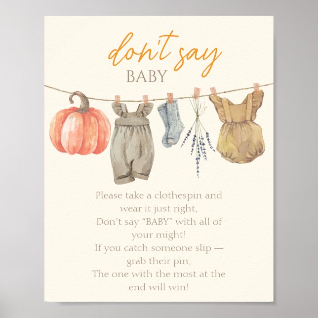 Little Pumpkin Fall Clothes Girl Don't Say Baby Poster (Front)