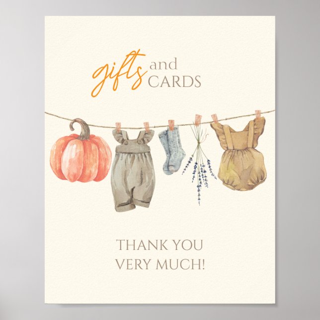 Little Pumpkin Fall Clothes Girl Gifts and Cards Poster (Front)