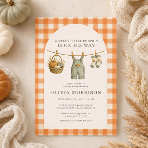 Little Pumpkin Fall Clothesline Boy Baby Shower Invitation