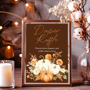 Little Pumpkin Fall Diaper Raffle Baby Shower Sign