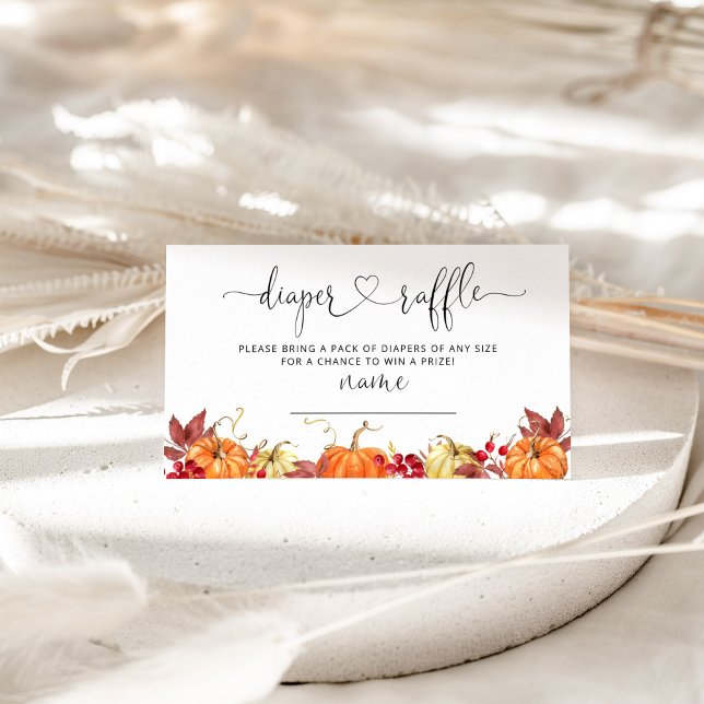 Little pumpkin fall diaper raffle ticket enclosure card (Creator Uploaded)