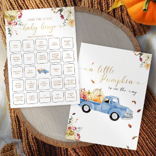 Little Pumpkin Fall Find The Guest Baby Bingo Game Invitation