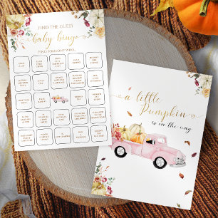 Little Pumpkin Fall Find The Guest Baby Bingo Game Invitation