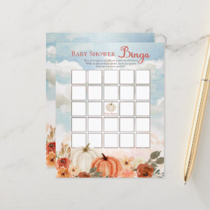 Little Pumpkin Fall Floral Girl Baby Shower Bingo