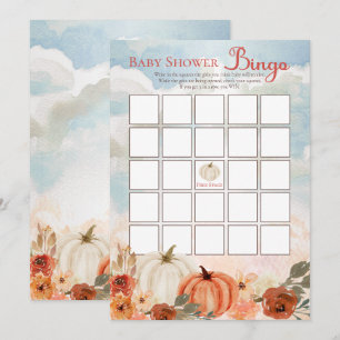 Little Pumpkin Fall Floral Girl Baby Shower Bingo Invitation