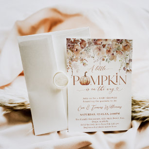 Little Pumpkin Fall Floral Rustic Baby Shower Invitation