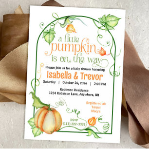 Little Pumpkin Fall Gender Neutral Baby Shower Invitation