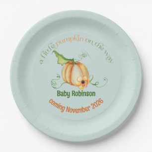 Little Pumpkin Fall Gender Neutral Baby Shower Paper Plate