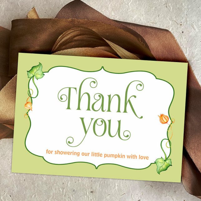 Little Pumpkin Fall Gender Neutral Baby Shower Thank You Card (Little Pumpkin on the Way Autumn Fairytale Baby Shower Thank You Card)