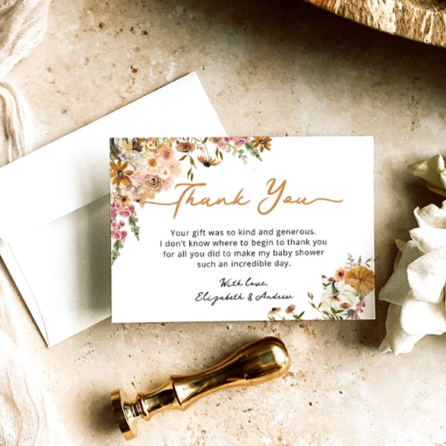 Little Pumpkin Fall Gender Neutral Baby Shower Thank You Card (Creator Uploaded)