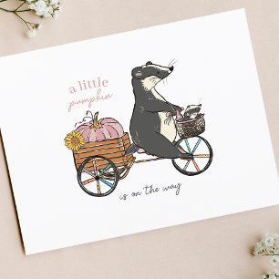 Little Pumpkin Fall Girl Baby Shower Invitation Postcard