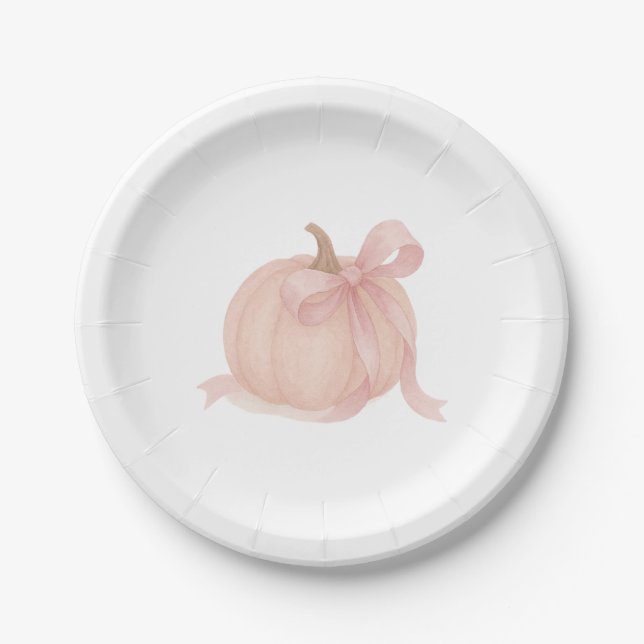 Little Pumpkin Fall Girl Baby Shower Paper Plate (Front)