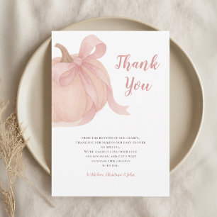 Little Pumpkin Fall Girl Baby Thank You Card