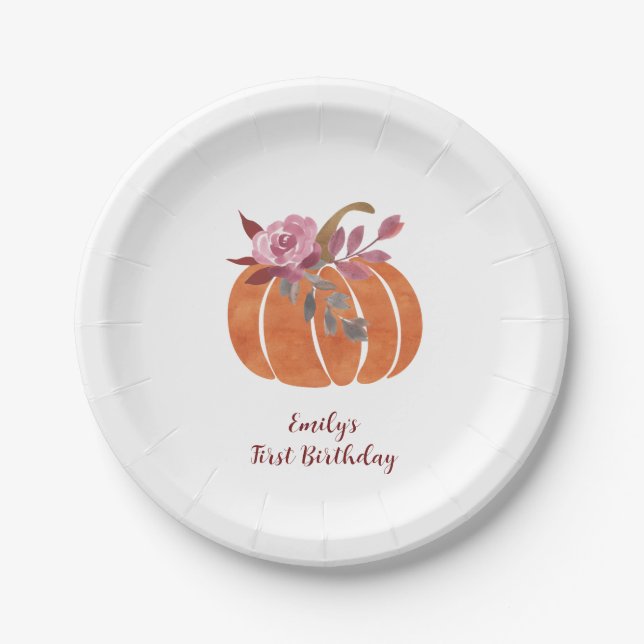 Little Pumpkin Fall Harves Paper Plate (Front)