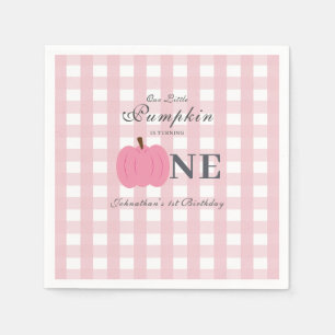 Little Pumpkin Fall Pastel Pink First Birthday  Napkin