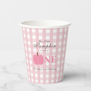 Little Pumpkin Fall Pastel Pink First Birthday Paper Cups