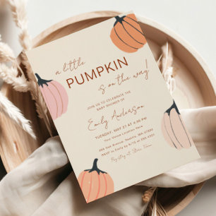 Little Pumpkin Fall Watercolor Baby Shower Invitation