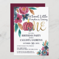 Little Pumpkin Fall White Gold Floral 1st Birthday