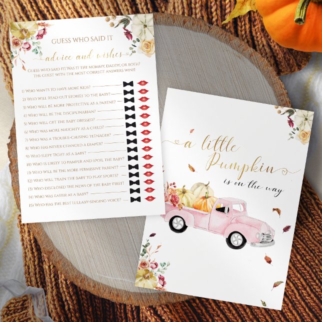 Little Pumpkin Fall Who Said It Baby Shower Game Invitation (Creator Uploaded)