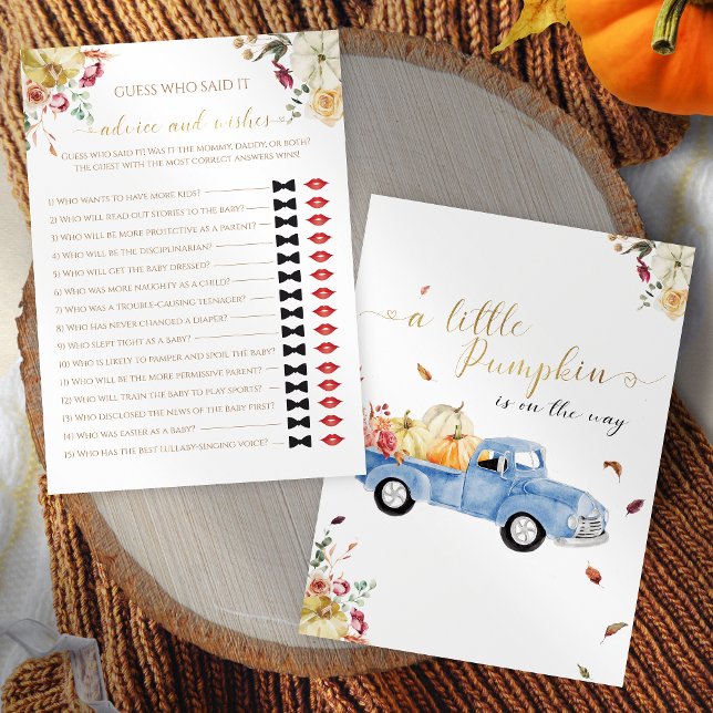 Little Pumpkin Fall Who Said It Baby Shower Game Invitation (Creator Uploaded)