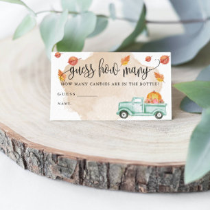 Little Pumpkin Farm Truck Guess How Many Game Card