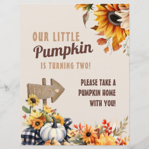 Little Pumpkin Favour Farm Birthday Sign