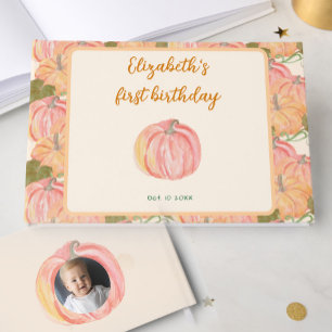 Little Pumpkin First Birthday Custom Photo Guest Book