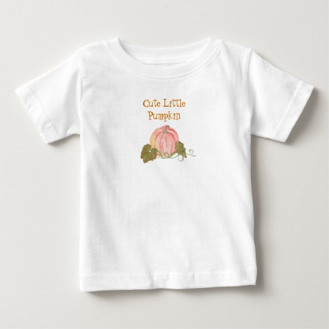 Little Pumpkin First Birthday Custom Phrase Baby T-Shirt (Front)