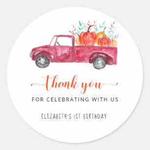 Little Pumpkin First Birthday Fall Thank you Cute Classic Round Sticker
