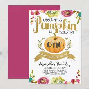Little Pumpkin First Birthday Invitation