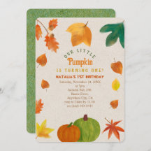 Little Pumpkin first birthday Invitation