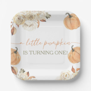 Little Pumpkin First Birthday Paper Plate