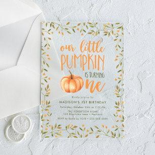 Little Pumpkin First Birthday Party Acrylic Invitations