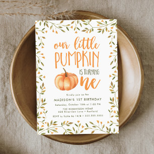 Little Pumpkin   First Birthday Party Invitation