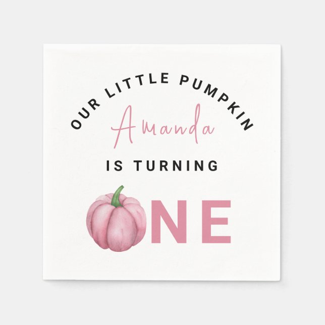 Little Pumpkin first Birthday Party  Napkin (Front)