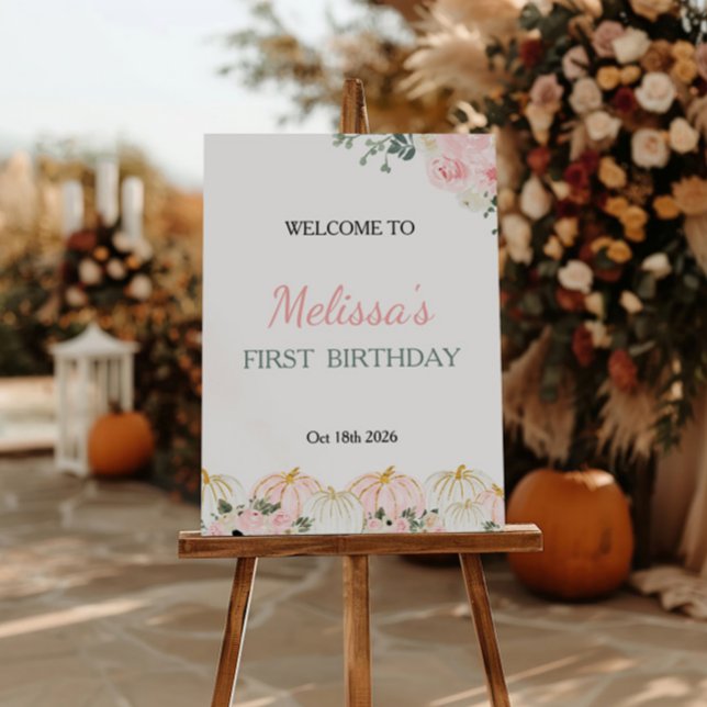 Little Pumpkin First Birthday Party Welcome Sign (Creator Uploaded)
