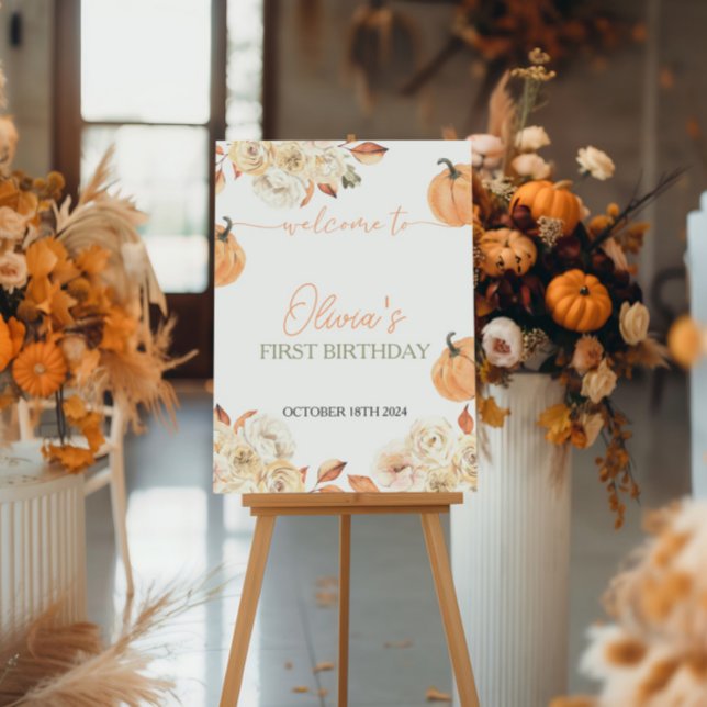 Little Pumpkin First Birthday Welcome Sign (Creator Uploaded)