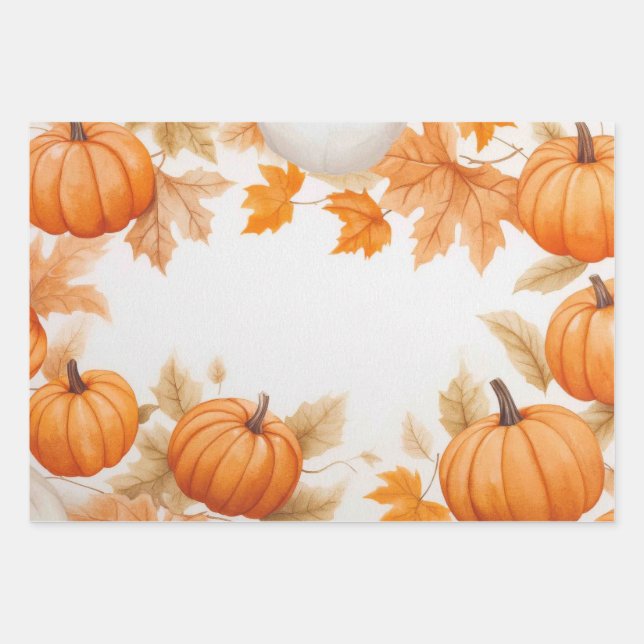 Little Pumpkin First Birthday Wrapping Paper (Front)