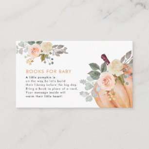 Little Pumpkin Floral Baby Shower Books for Baby Enclosure Card