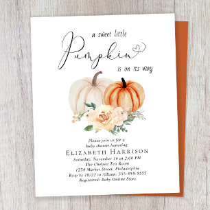 Little Pumpkin Floral Baby Shower Invitation