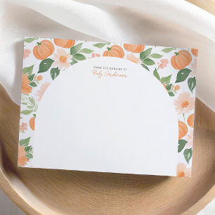 Little Pumpkin Floral Baby Shower Thank You Card